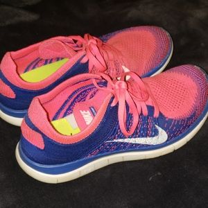 Nike Free 4.0 Flyknit 8.5 Pink Flash/ Game Royal